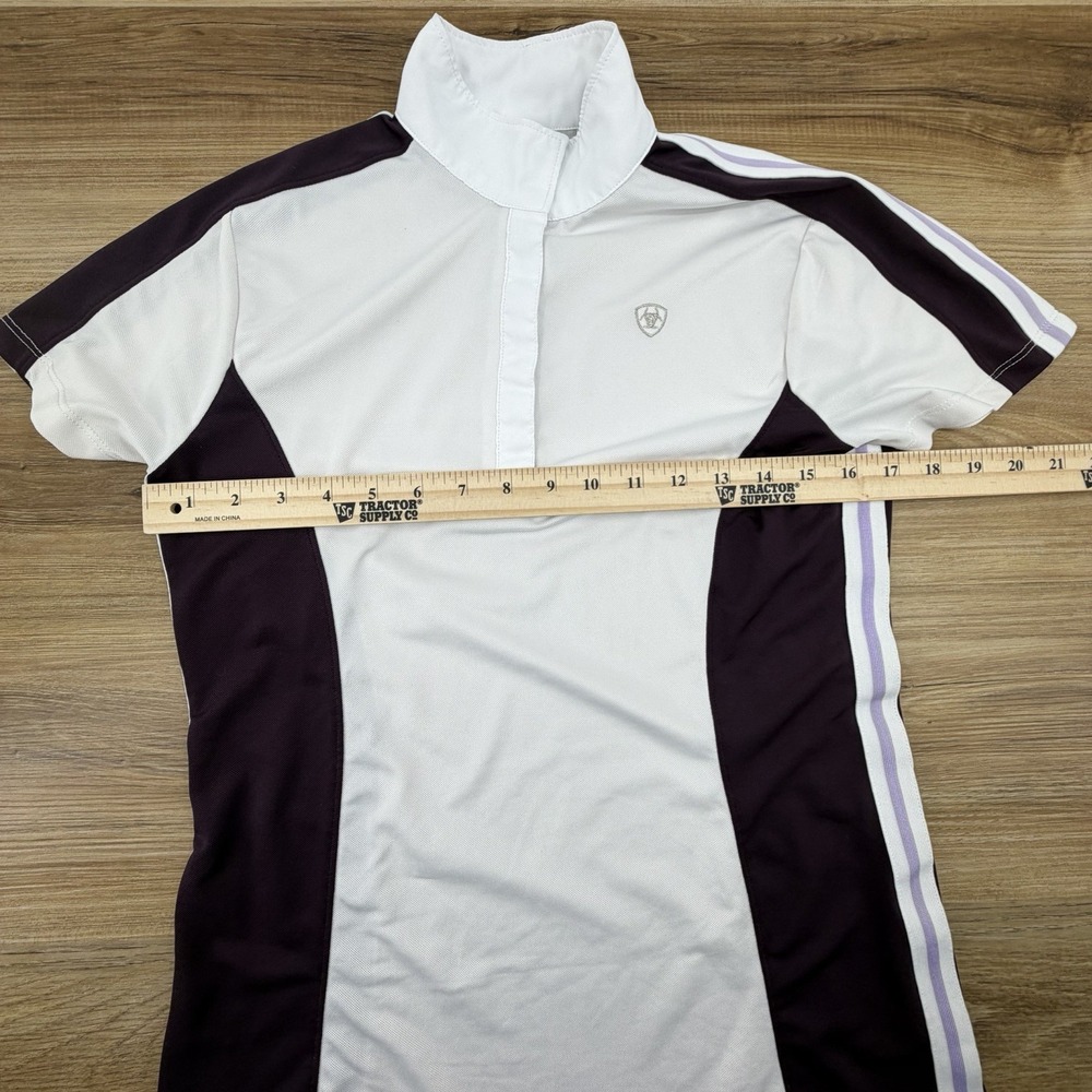 Ariat Pro Series Shirt Womens Small White Purple Equestrian Show Top Stretch - Picture 5 of 6